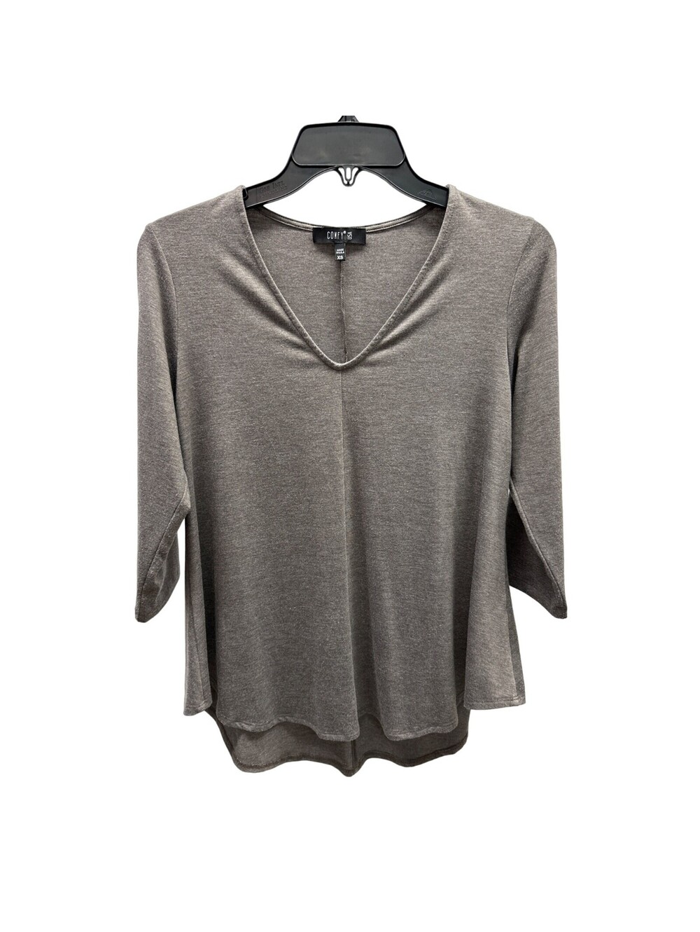 Comfy USA Heather Brown V-Neck Tunic Top XS